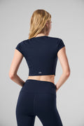 Alosoft Crop Finesse Short Sleeve - Navy